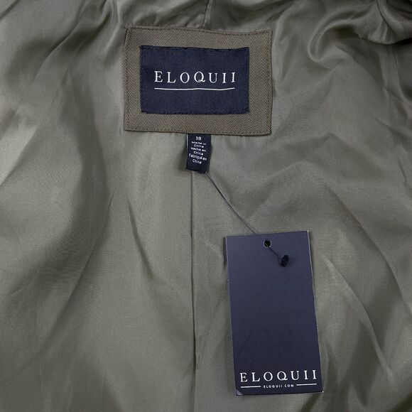 Eloquii Blazer Jacket sz 18 Army Green Belt Detail Peak Lapel Office Preppy NWT - Picture 8 of 12